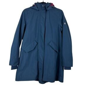 Barbour Weatherly Waterproof Hooded Coat Navy Blue Beacon Brand Women’s US 6